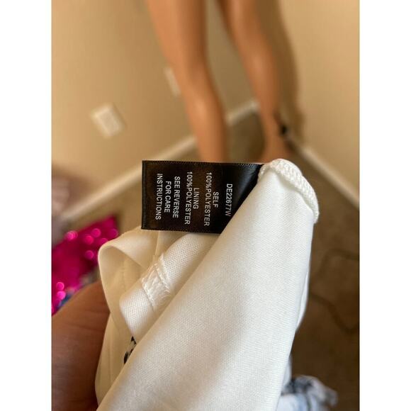 Arc & CO maxi dress faux wrap top waist tie long sleeve white palm leaf SZ M - Picture 7 of 8